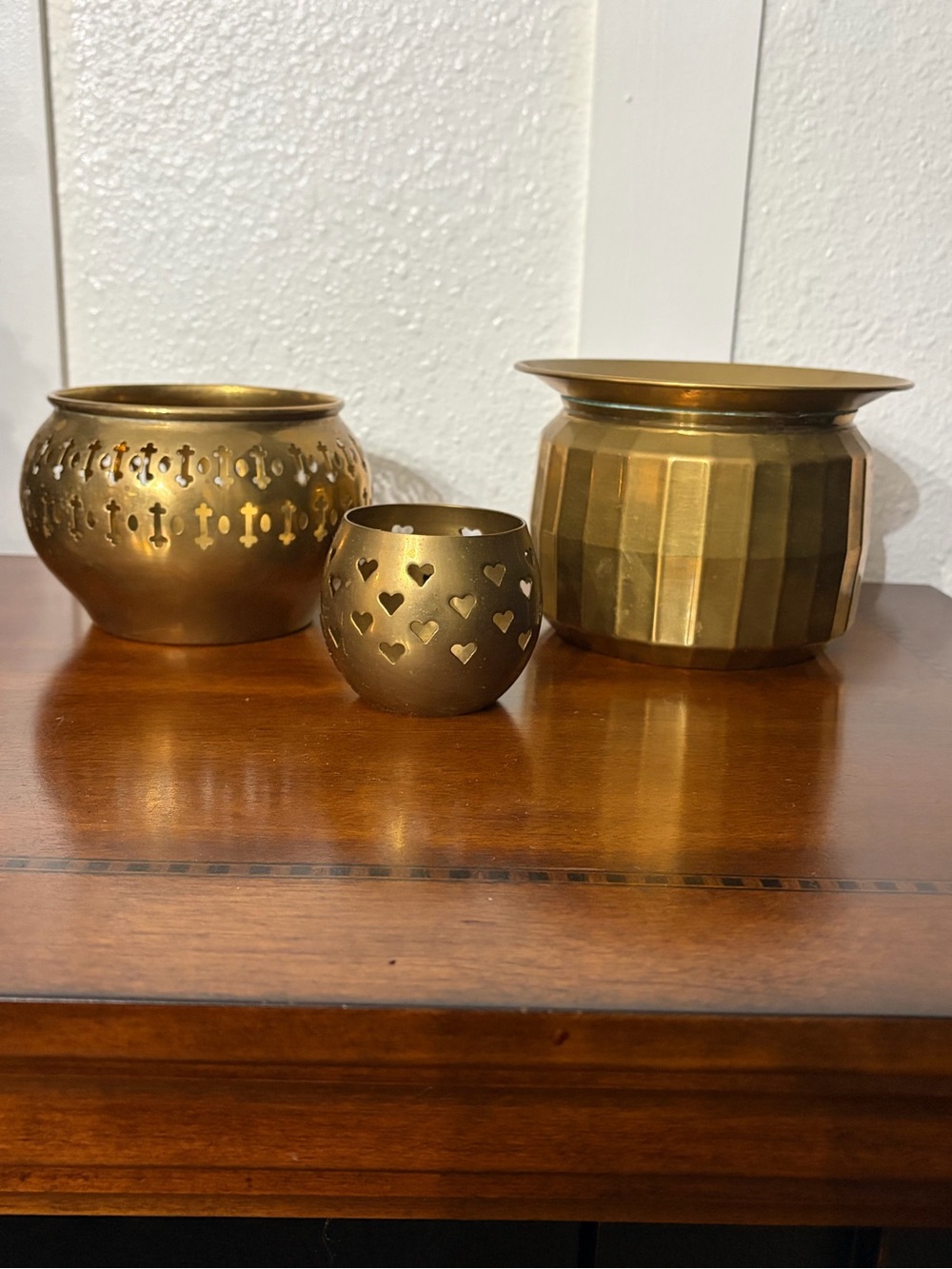 Vintage Brass Planters & Votive Candleholder